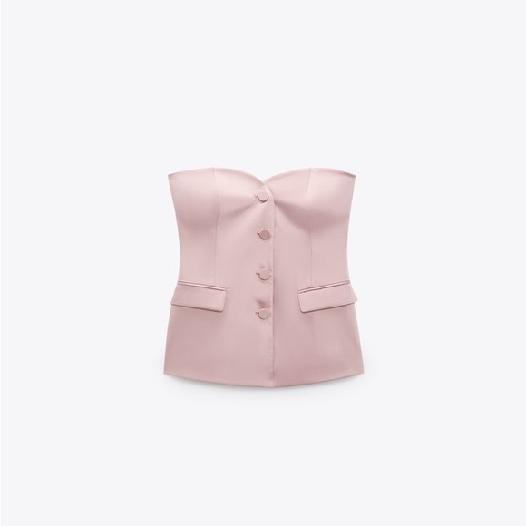 Zara NWT S seamed bustier corset vest in pink - Picture 4 of 7